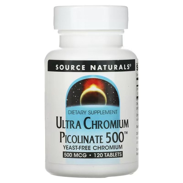 Вітаміни та мінерали Source Naturals Ultra Chromium Picolinate 500 mcg Yeast-Free, 120 таблеток