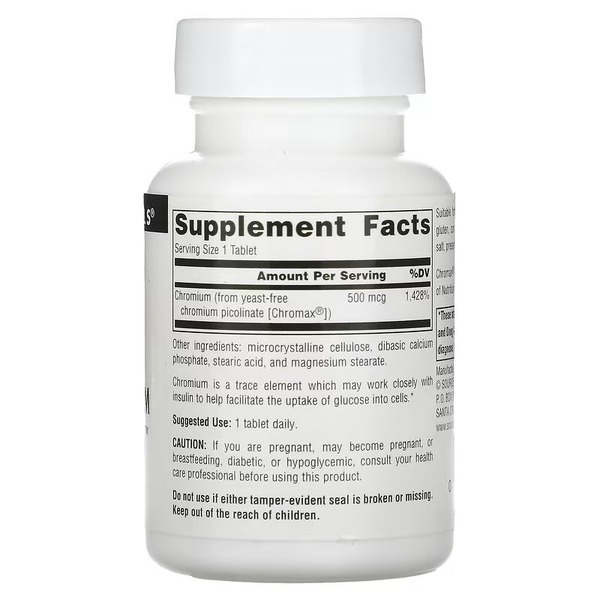 Витамины и минералы Source Naturals Ultra Chromium Picolinate 500 mcg Yeast-Free, 120 таблеток. Фото 2