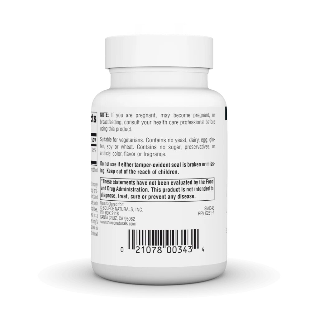 Марганець Source Naturals Manganese 10 mg, 250 таблеток. Фото 3