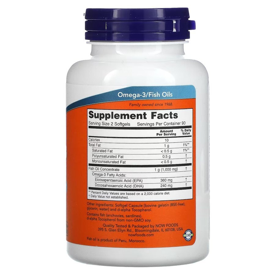 Жирні кислоти NOW Omega-3 Mini Gels, 180 капсул. Фото 2