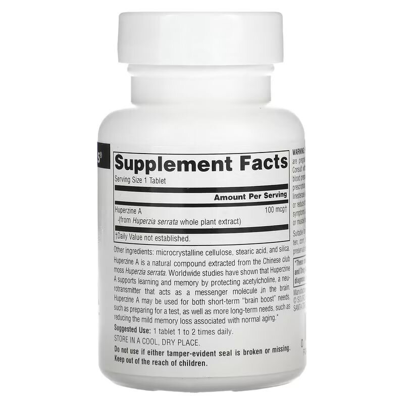 Натуральная добавка Source Naturals Huperzine А 100 mcg, 120 таблеток. Фото 2