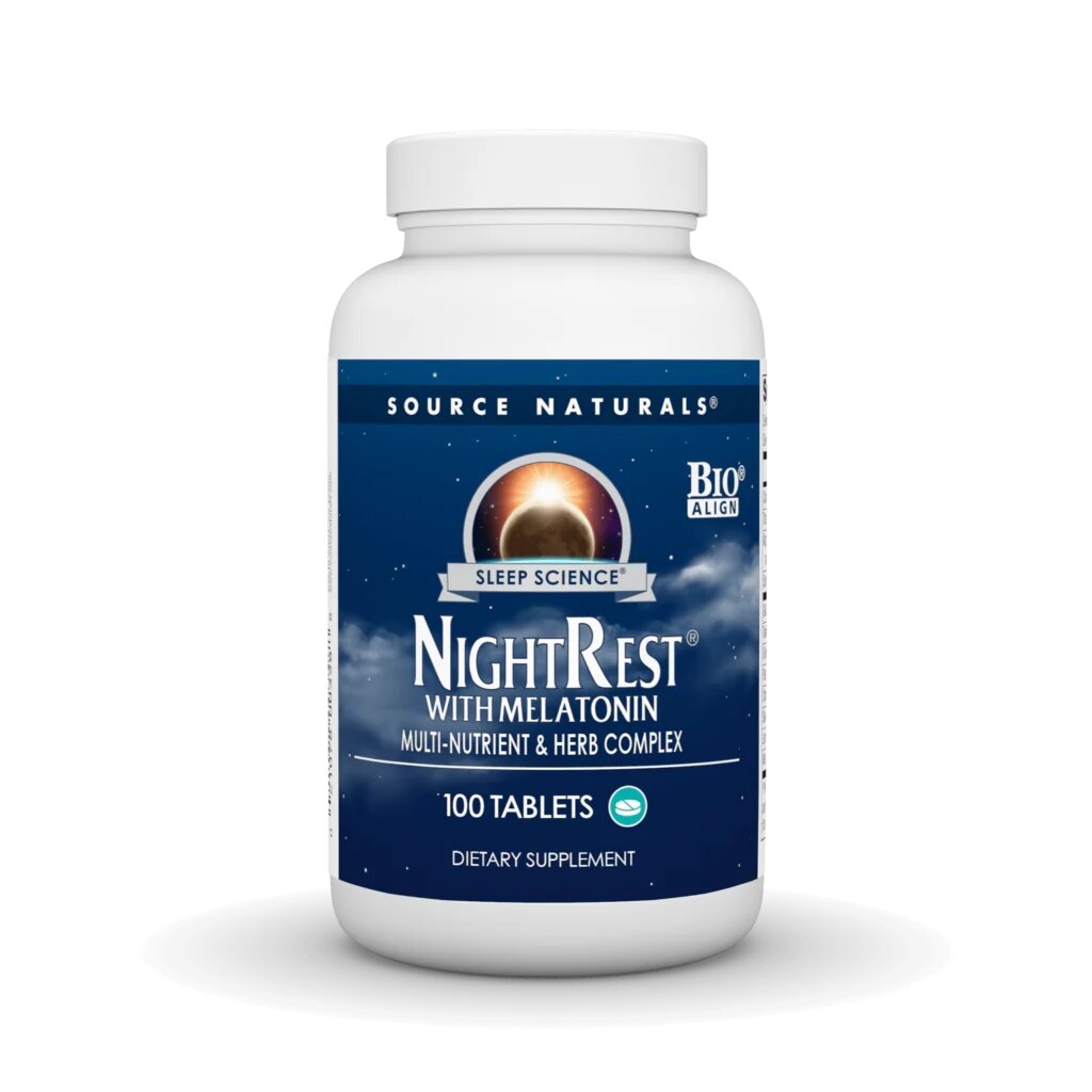 Вечірній комплекс з мелатоніном Source Naturals Sleep Science NightRest with Melatonin, 100 таблеток