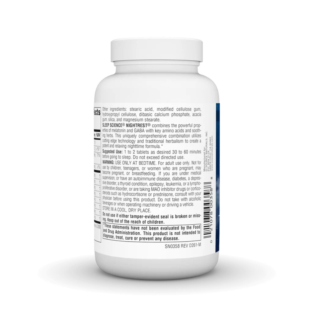 Вечірній комплекс з мелатоніном Source Naturals Sleep Science NightRest with Melatonin, 100 таблеток. Фото 3