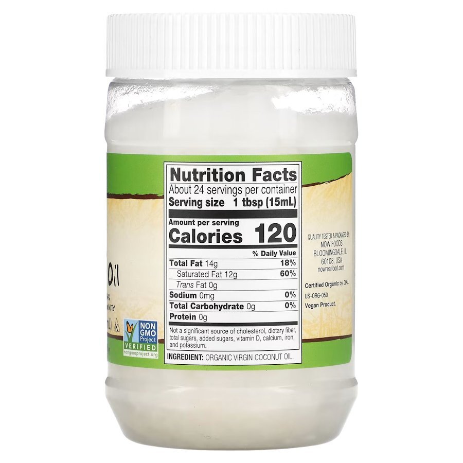 Замінник харчування NOW Real Food Organic Virgin Coconut Cooking Oil, 355 мл. Фото 2
