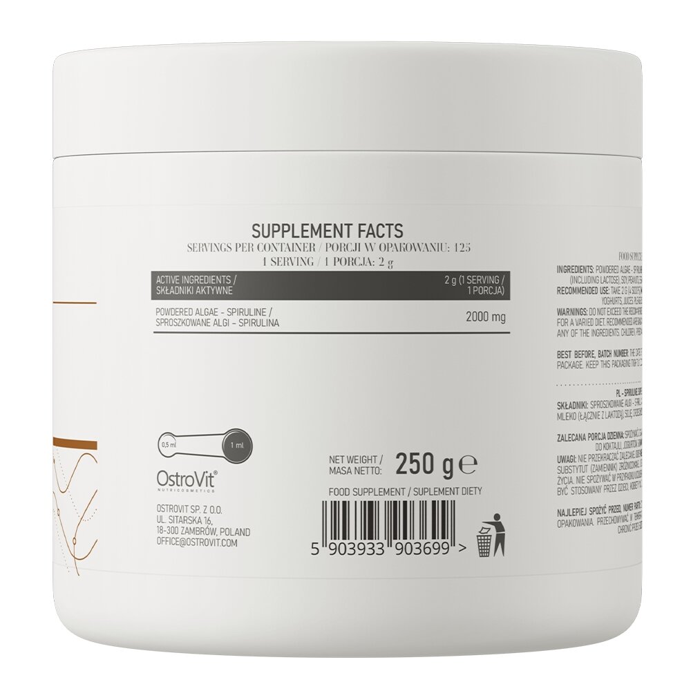 Натуральна добавка OstroVit Vege Spiruline, 250 грам. Фото 2