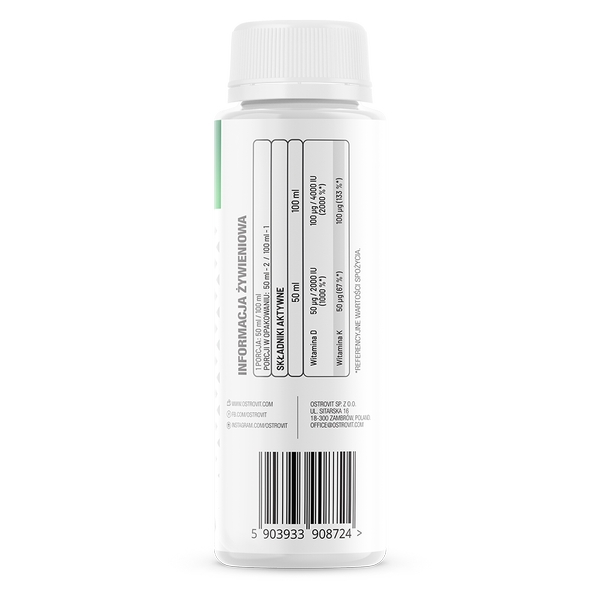 Витамины и минералы OstroVit Vitamin D3 4000 + K2 MK-7 Shot, 100 мл. Фото 2