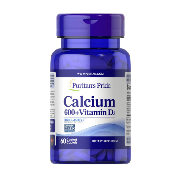 Витамины и минералы Puritan's Pride Calcium Carbonate 600 mg + Vitamin D, 60 каплет