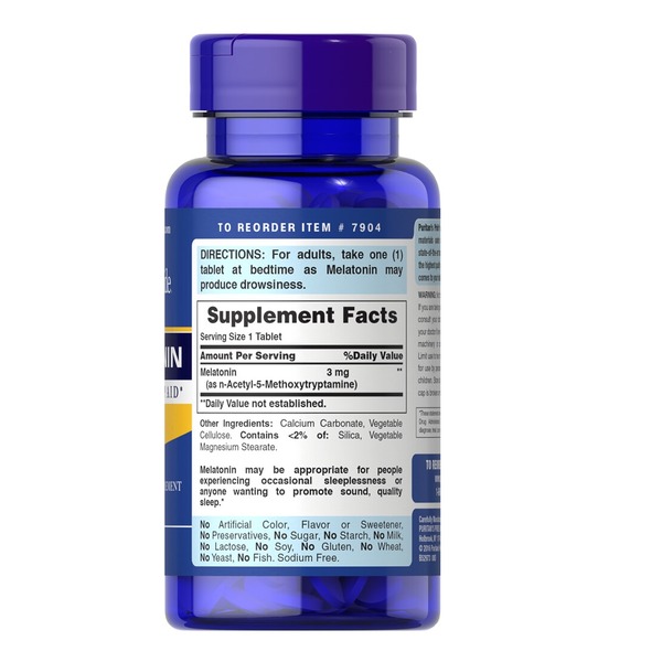 Натуральна добавка Puritan's Pride Melatonin 3 mg, 240 таблеток. Фото 2