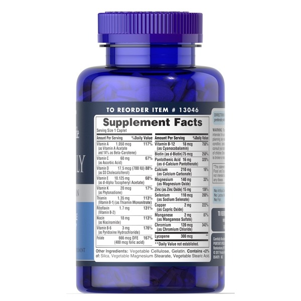 Витамины и минералы Puritan's Pride One Daily Men's Multivitamin, 100 каплет. Фото 2