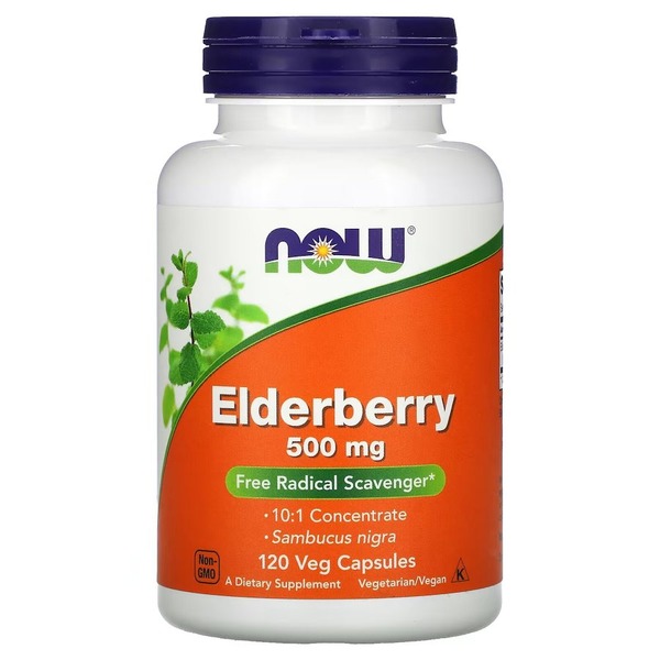 Натуральна добавка NOW Elderberry 500 mg, 120 вегакапсул