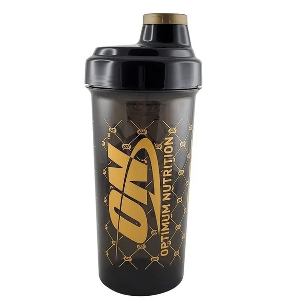 Шейкер Optimum Nutrition Shaker 700 мл, Black/Gold с закруткой и сеткой