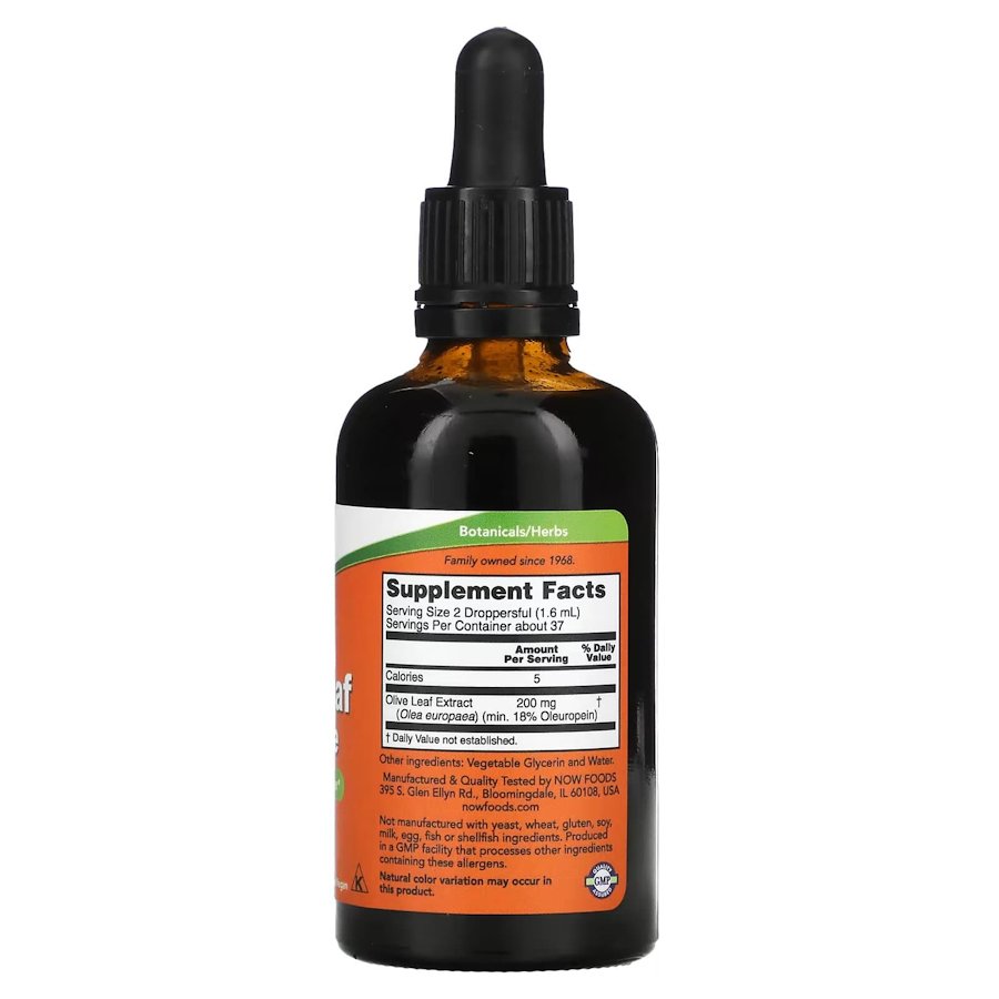 Натуральная добавка NOW Olive Leaf Glycerite, 59 мл. Фото 2