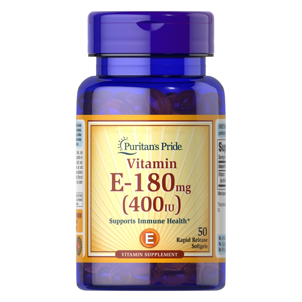 Витамины и минералы Puritan's Pride Vitamin E 400 IU (180 mg), 50 капсул