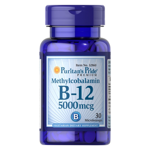 Витамины и минералы Puritan's Pride Vitamin B-12 5000 mcg (Methylcobalamin), 30 микро леденцов