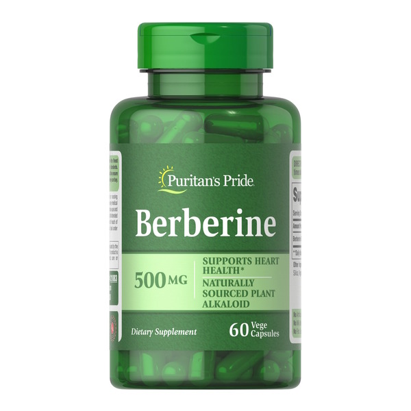 Берберін гідрохлорид Puritan's Pride Berberine 500 mg, 60 капсул для підтримки здоров'я серця