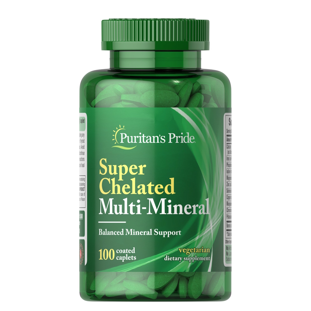Мінеральний комплекс Puritan's Pride Super Chelated Multi-Mineral, 100 каплет мінерали в хелатованій формі