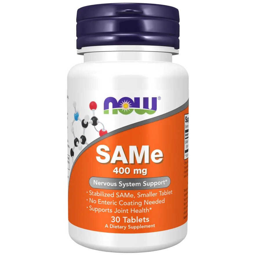 S-аденозилметіонін NOW SAMe 400 mg, 30 таблеток для бородьби зі стресом
