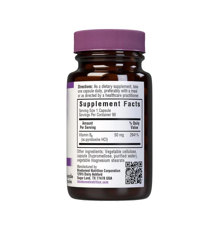 Пиридоксин гидрохлорид Bluebonnet Nutrition Vitamin B6 50 mg, 90 вегакапсул. Фото 2