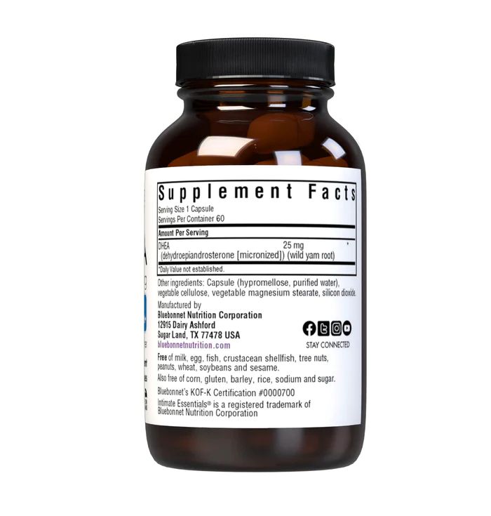 Природний гормон Bluebonnet Nutrition DHEA 25 mg, 60 вегакапсул оптимізація гормональних рівнів. Фото 2