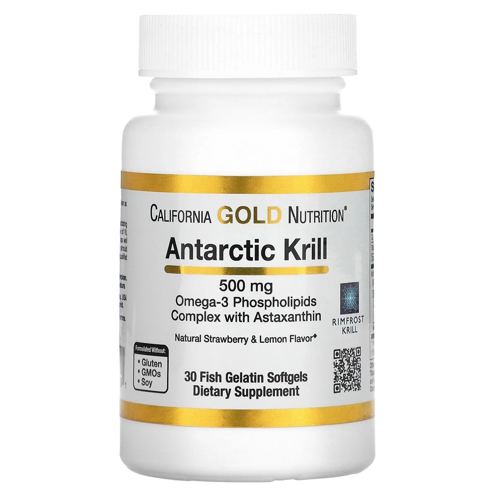Омега 3 California Gold Nutrition Antarctic Krill Oil 500 mg, 30 капсул з оліЇ антарктичного криля
