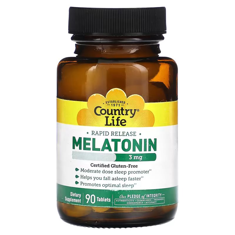 Мелатонин Country Life Melatonin 3 mg, 90 таблеток для хорошего сна