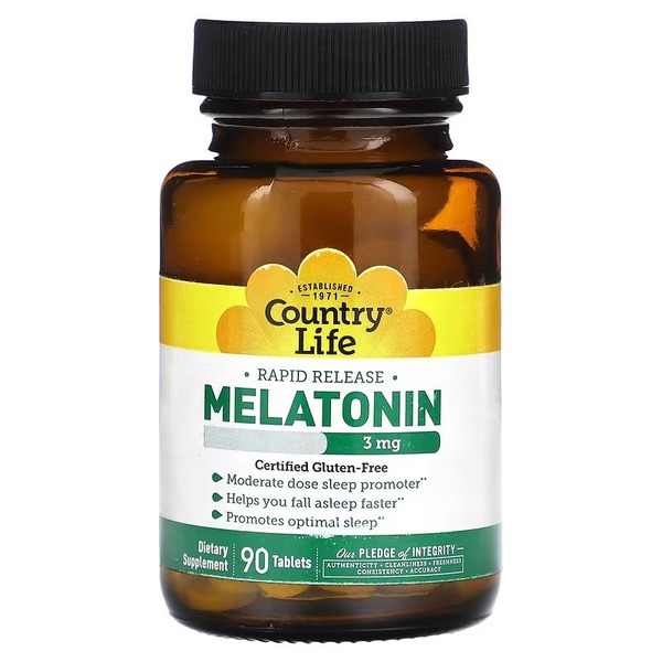 Мелатонин Country Life Melatonin 3 mg, 90 таблеток для хорошего сна