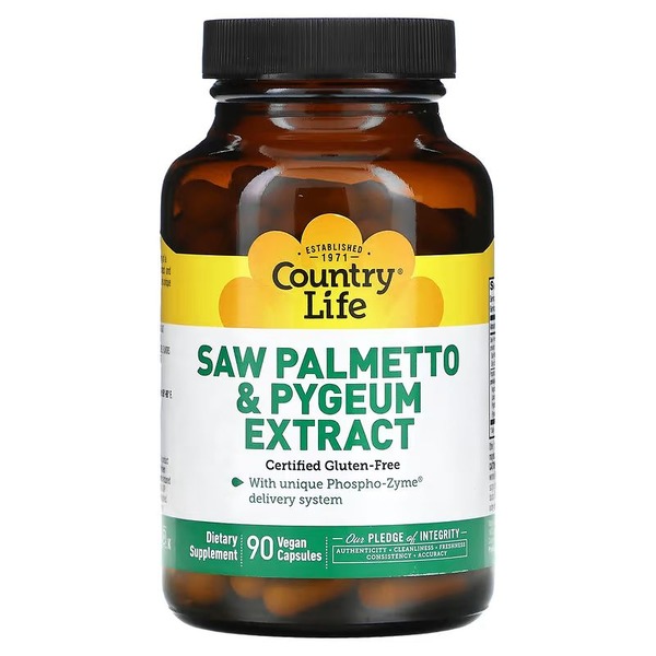 Екстракт пальмето та пигеуму Country Life Saw Palmetto and Pygeum Extract, 90 вегакапсул для підтримки  простати