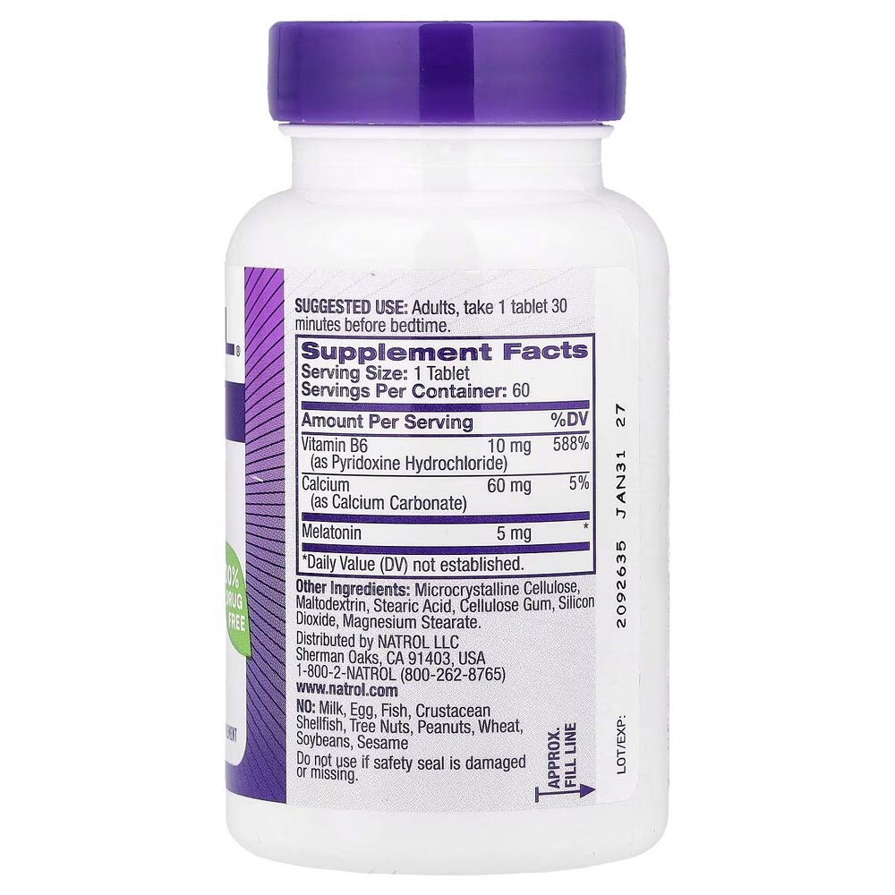 Мелатонін Natrol Melatonin 5mg Extra Strength, 60 таблеток для гарного сну. Фото 2