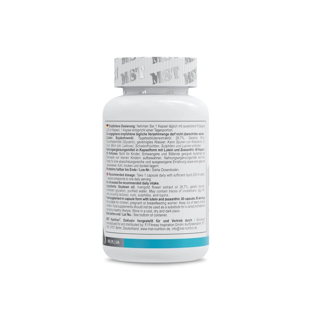 Лютеїн MST Nutrition Lutein 40 mg, 60 капсул з екстракту квіток чорнобривця. Фото 3