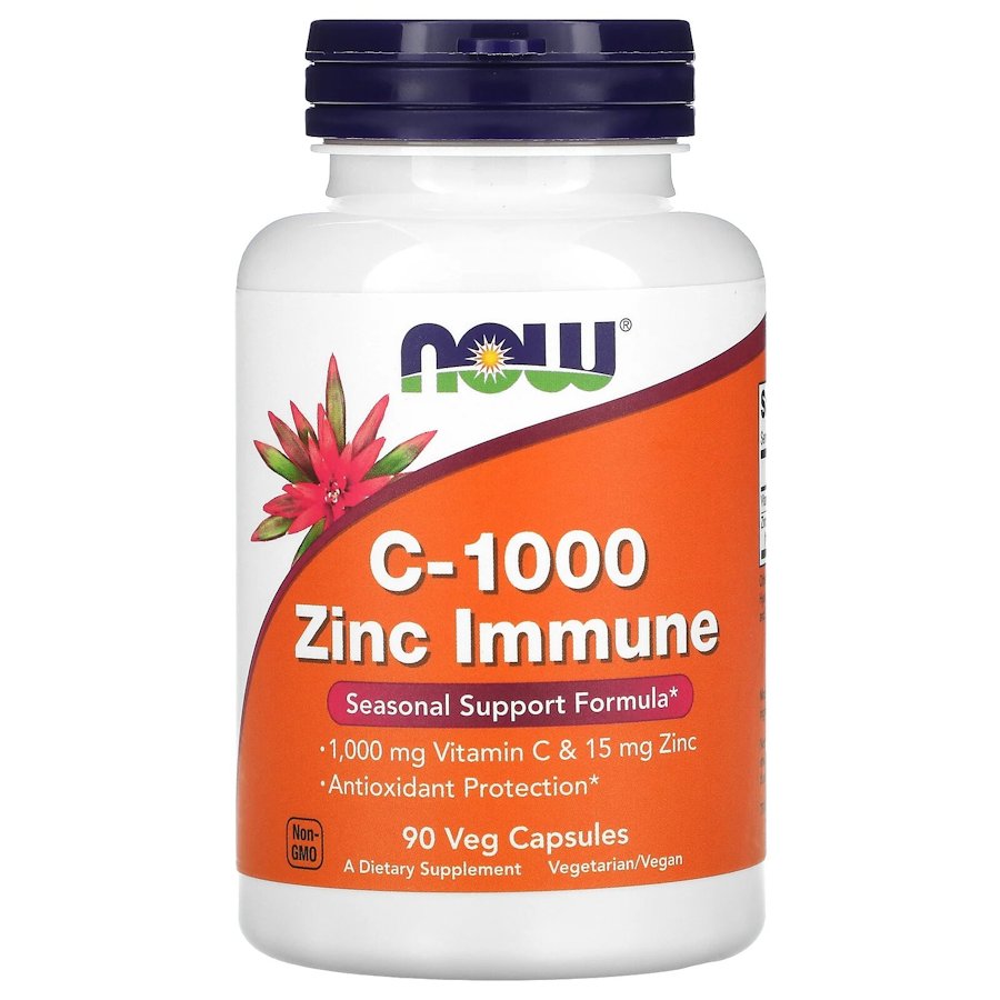 Вітамін С та цинк NOW Vitamin C-1000 & Zinc Immune, 90 вегакапсул для покращення  імунної системи