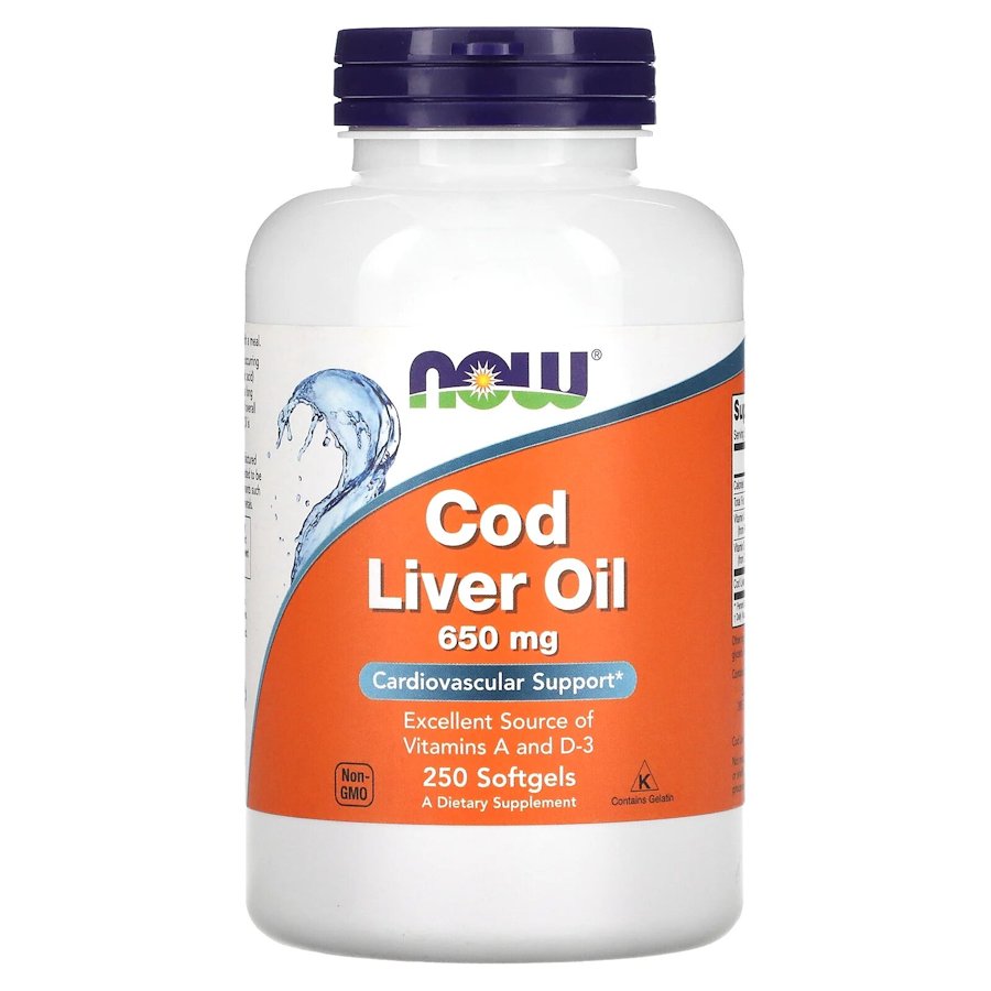 Масло з печінки тріски NOW Cod Liver Oil 650 mg, 250 капсул