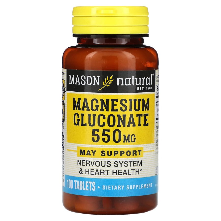 Глюконат магнію Mason Natural Magnesium Gluconate 550 mg, 100 таблеток для підтримки нервової системи