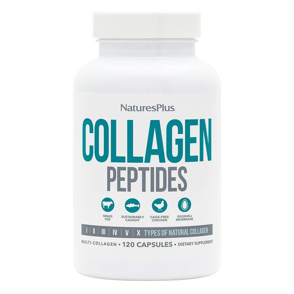 Пептиди колагену Natures Plus Collagen Peptides (Type I, II, III, IV, V, X), 120 капсул