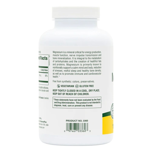 Магний Natures Plus Magnesium 200 mg, 180 таблеток. Фото 3