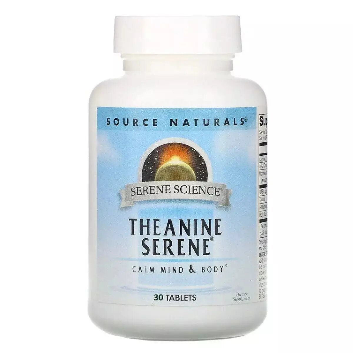 Амінокислота Source Naturals Serene Science Theanine Serene Calm Mind & Body, 30 таблеток для спокою розуму і тіла