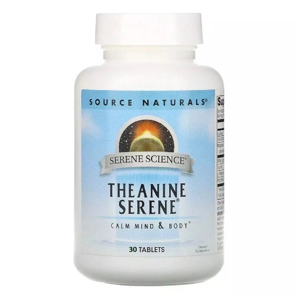 Амінокислота Source Naturals Serene Science Theanine Serene Calm Mind & Body, 30 таблеток для спокою розуму і тіла