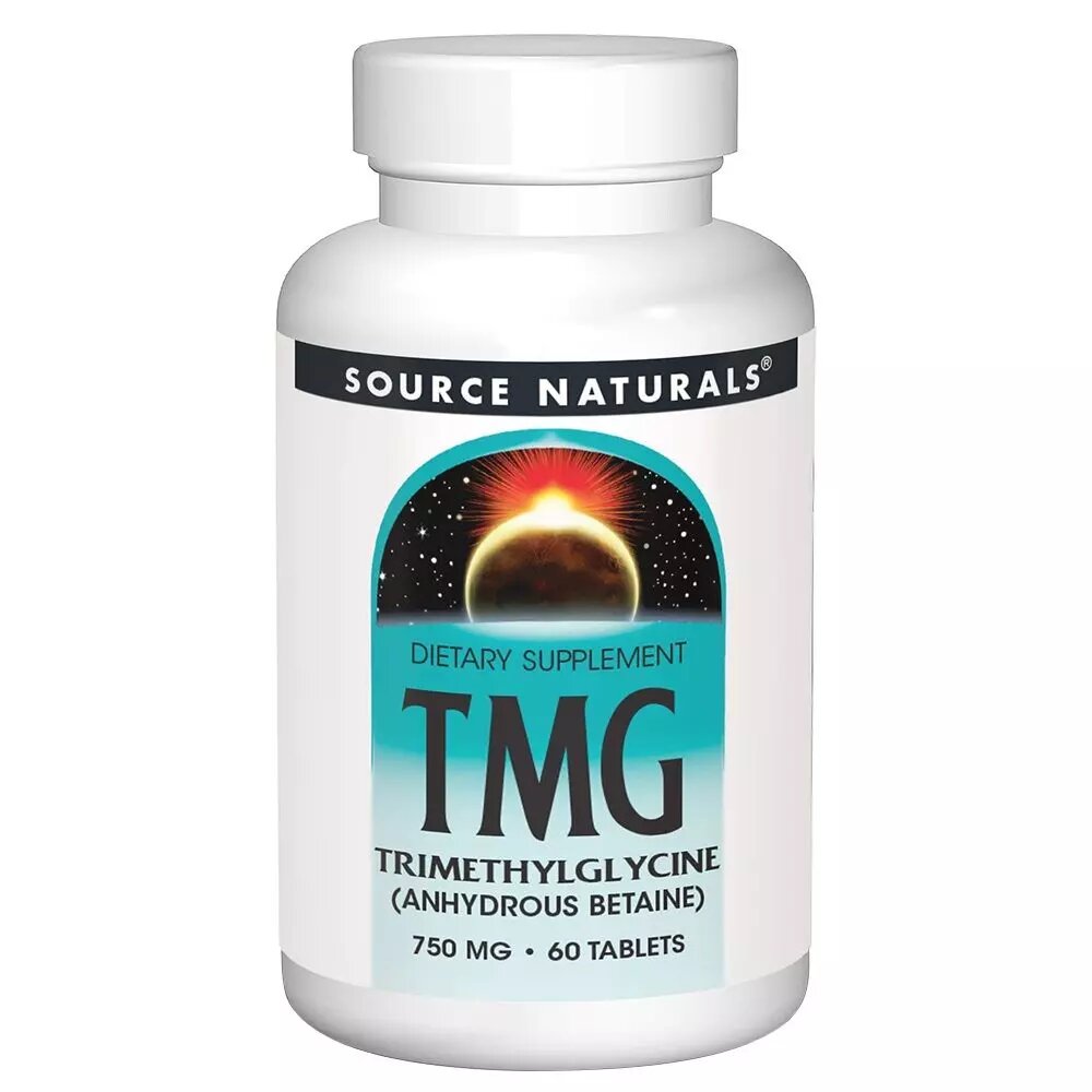 Триметилгліцин Source Naturals TMG 750 mg, 60 таблеток для підтримки серцево-судинної системи