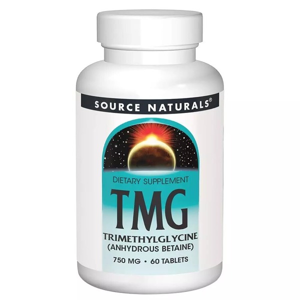 Триметилгліцин Source Naturals TMG 750 mg, 60 таблеток для підтримки серцево-судинної системи
