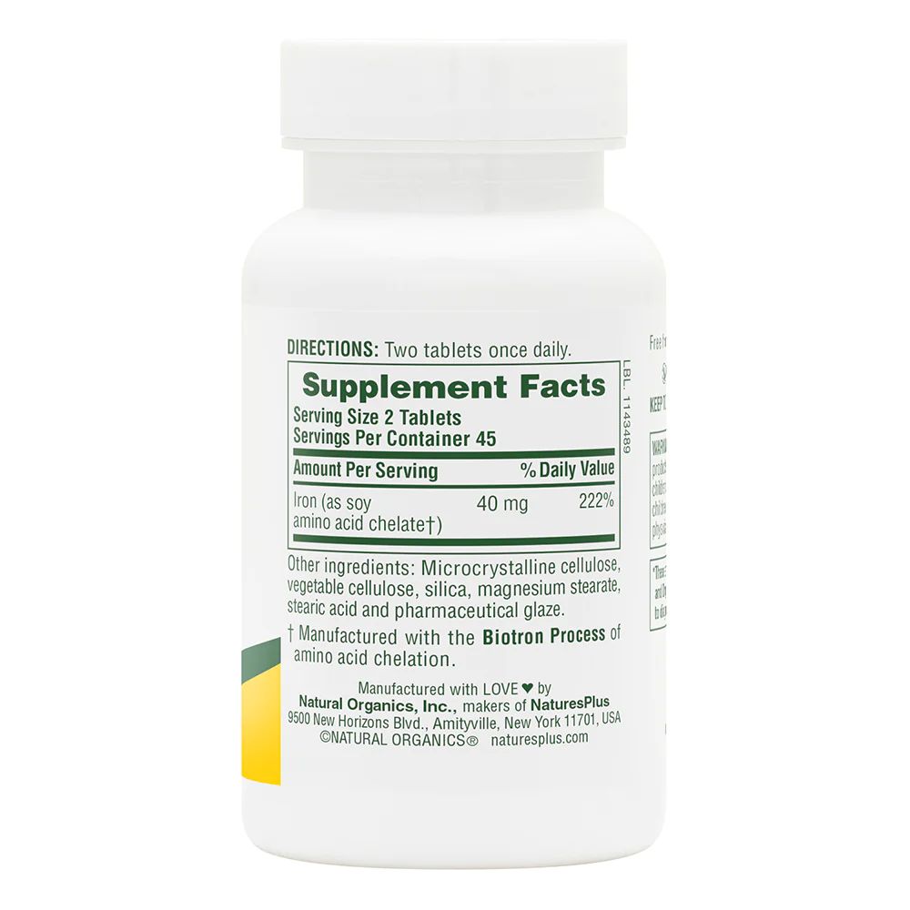 Железо Natures Plus Iron 40 mg, 90 таблеток. Фото 2