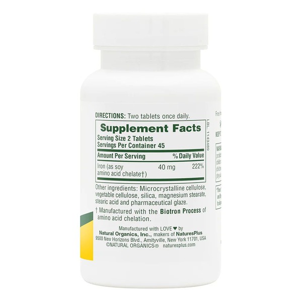 Железо Natures Plus Iron 40 mg, 90 таблеток. Фото 2
