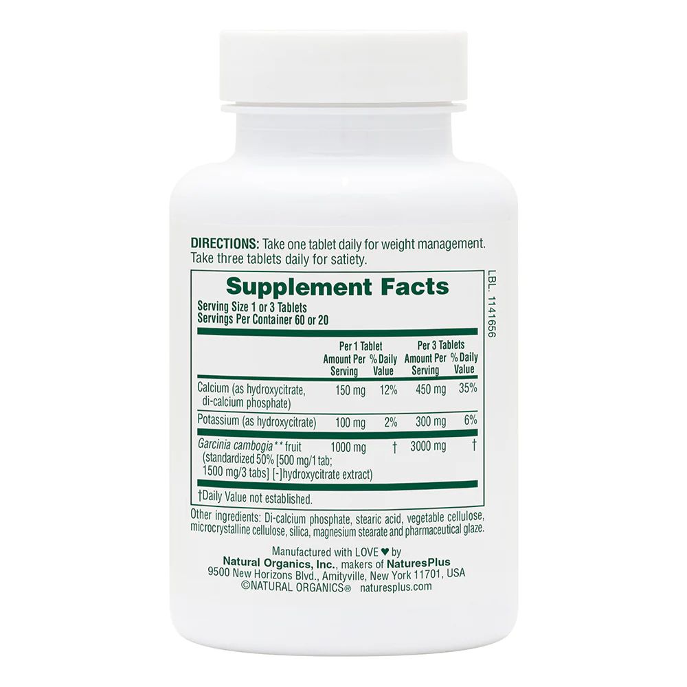 Экстракт камбоджийской гарцинии Natures Plus Super Citrimax 1000 mg, 60 таблеток. Фото 2