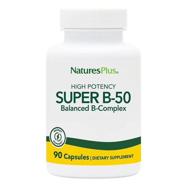 Комплекс вітамінів В Natures Plus Super B-50, 90 вегакапсул