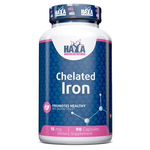 Залізо Haya Labs Chelated Iron 15 mg, 90 капсул