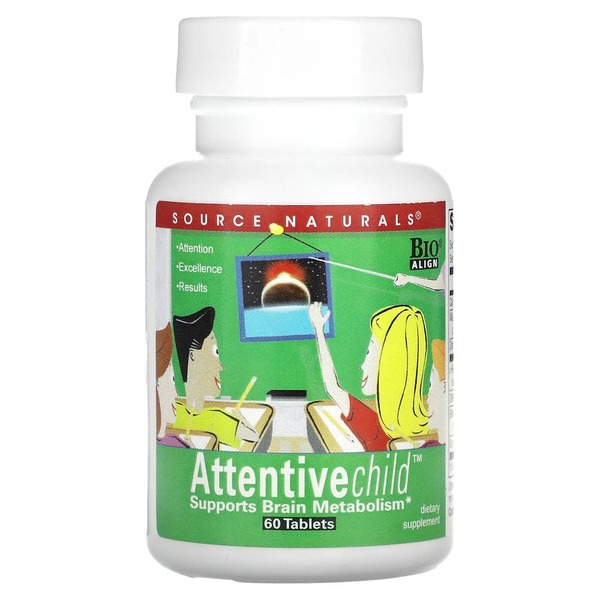 Натуральна добавка Source Naturals Attentive Child, 60 таблеток для концентрації уваги у дітей