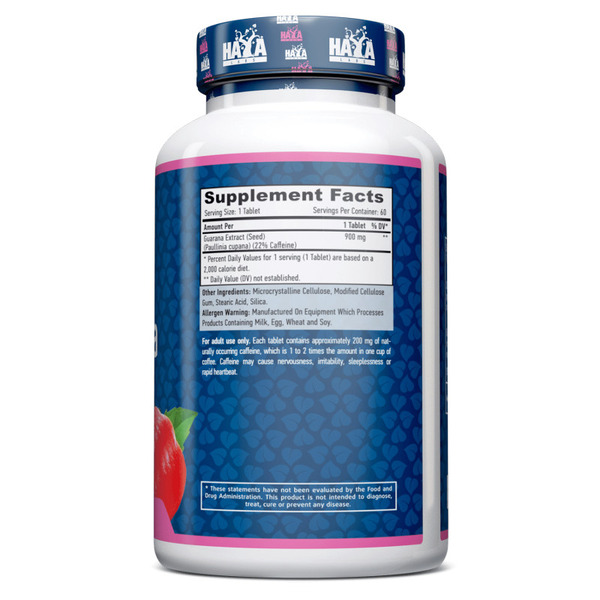 Гуарана Haya Labs Guarana 900 mg, 60 таблеток. Фото 2