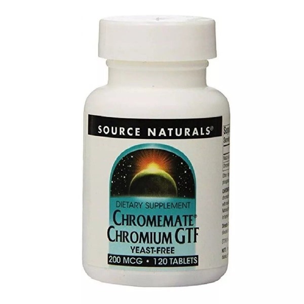 Хром Source Naturals Chromemate Chromium GTF 200 mcg Yeast-Free, 120 таблеток