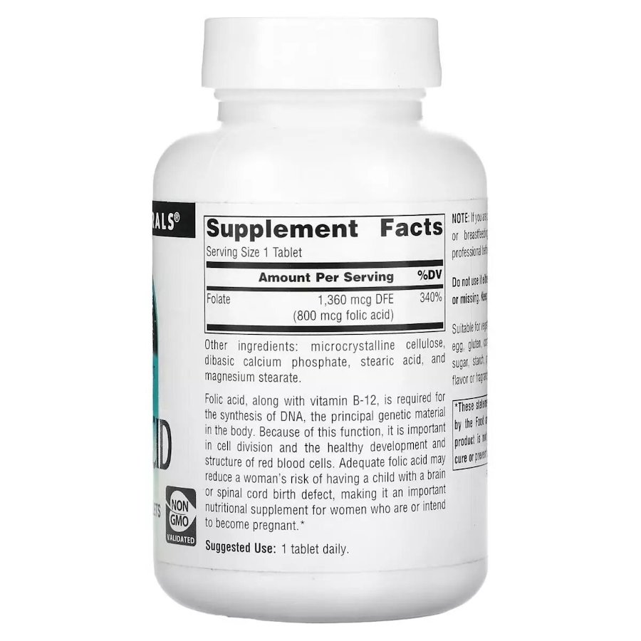 Витамин В9 Source Naturals Folic Acid 800 mcg, 200 таблеток. Фото 2