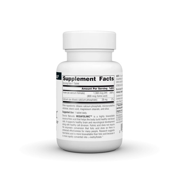 Біоактивна фоліева кіслота Source Naturals MegaFolinic 800 mg, 120 таблеток для підтримки серця. Фото 2
