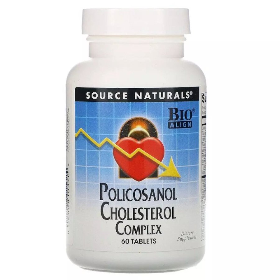 Натуральна добавка Source Naturals Policosonol Cholesterol Complex, 60 таблеток для зниження рівня холестерину