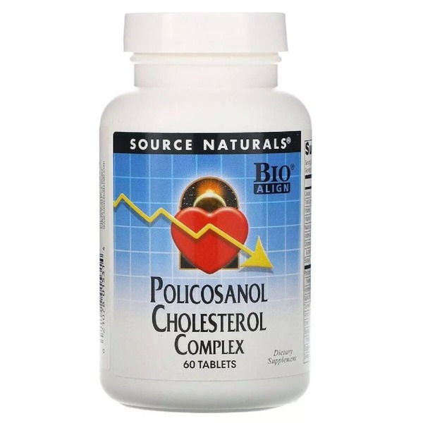 Натуральна добавка Source Naturals Policosonol Cholesterol Complex, 60 таблеток для зниження рівня холестерину